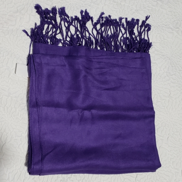 ECHO Deep Purple Rayon Large Scarf with Fringe. - Picture 10 of 14
